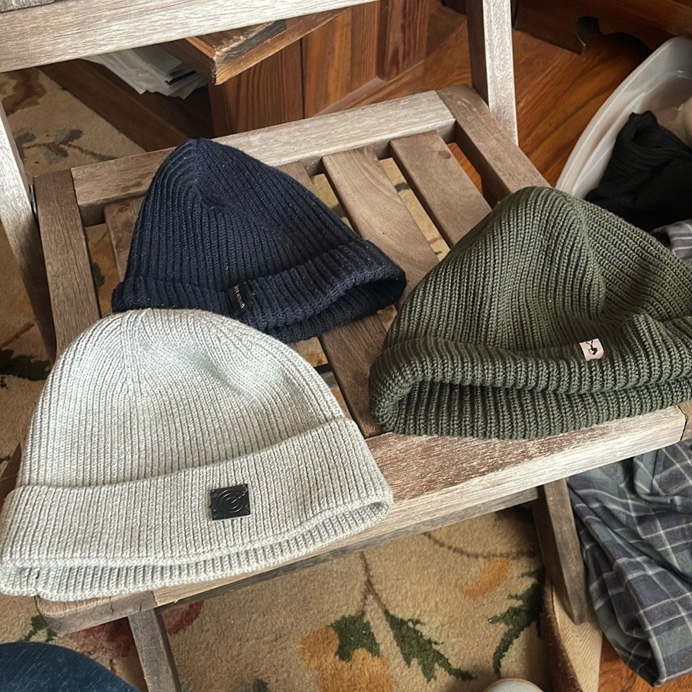 New without tags-(3) winter caps. United by Blue+ American Trench & otherer
